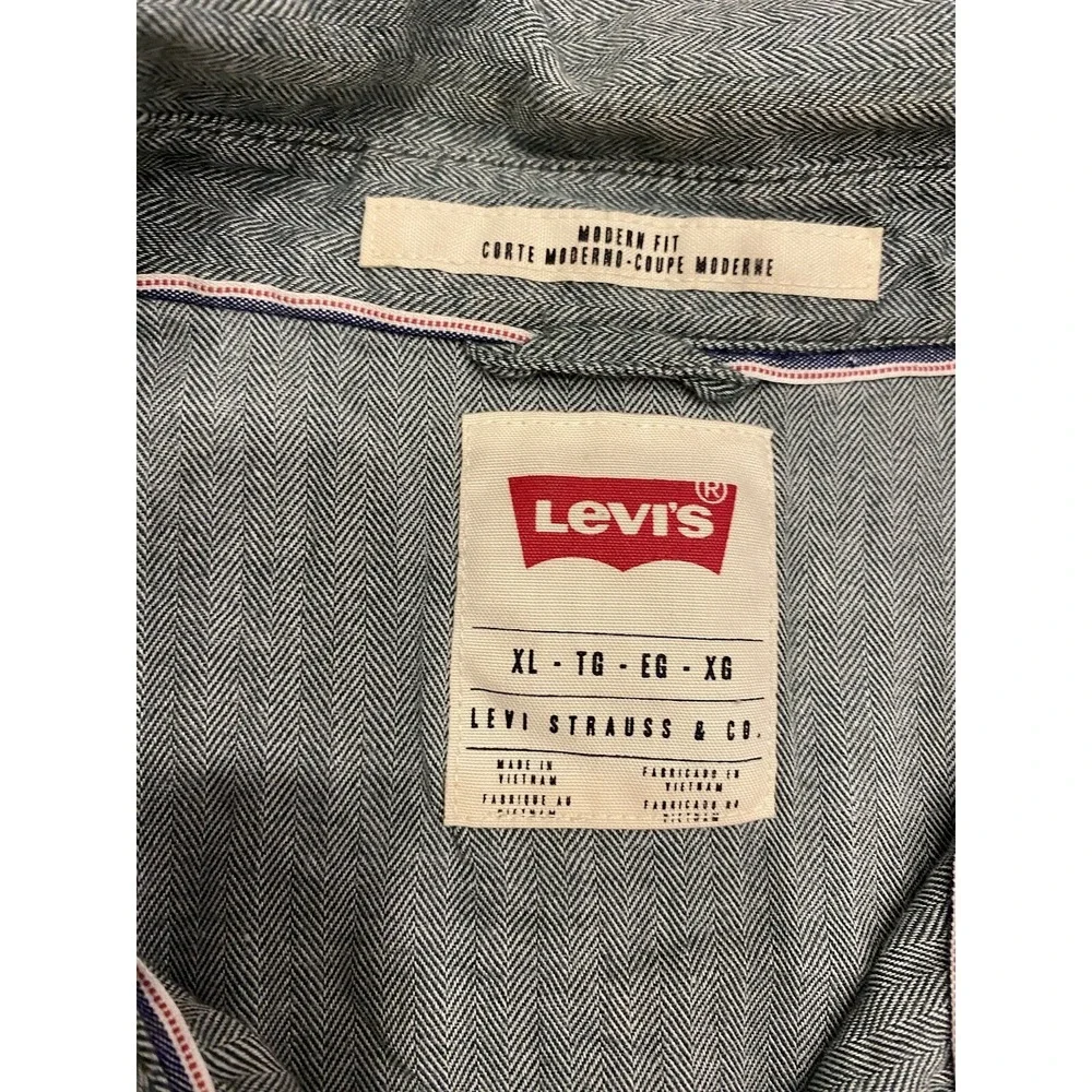 Levi's Shirt Men's Extra Large XL Long‎ Sleeve Pearl Snap Denim Green Soft